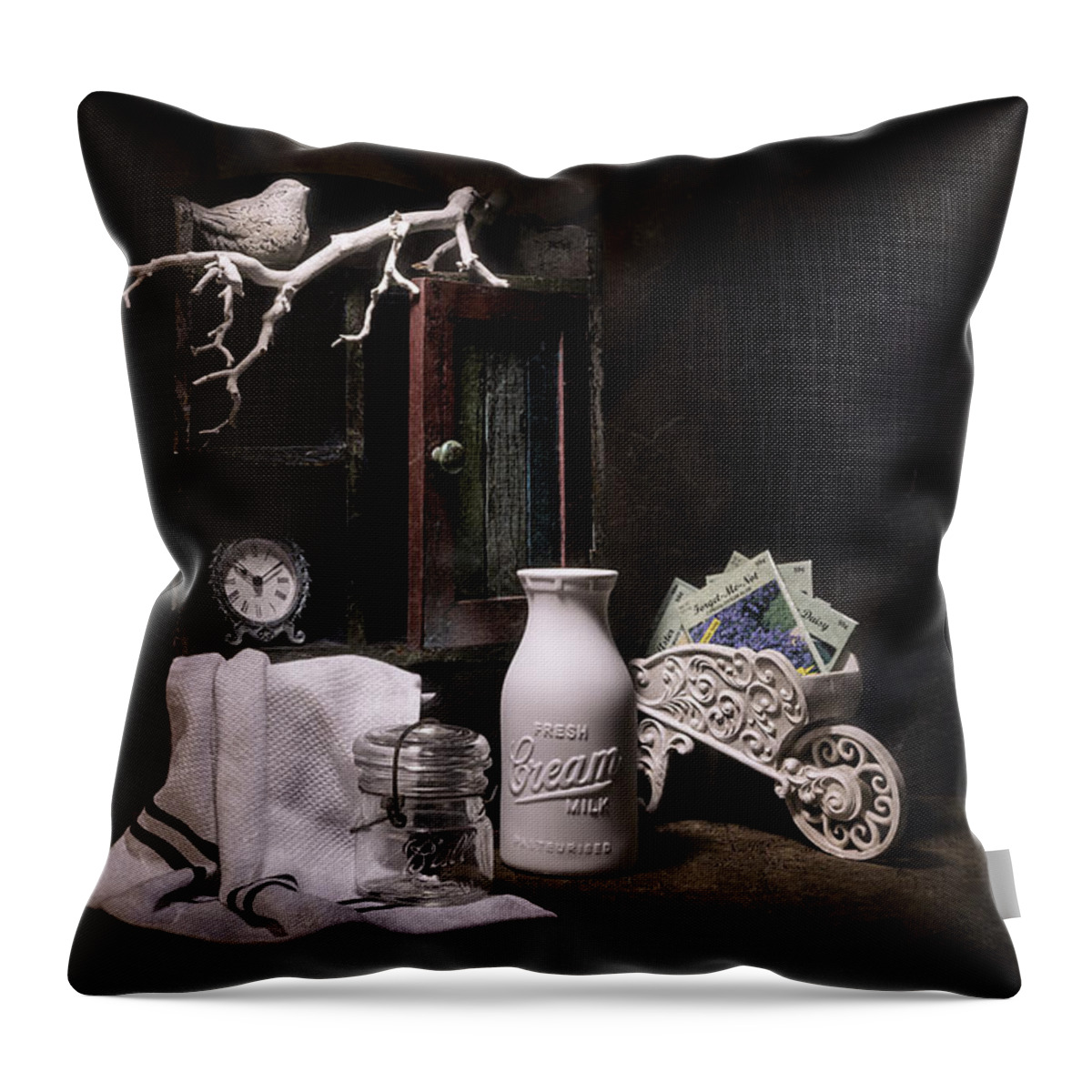Jug Throw Pillow featuring the photograph Forget Me Not Still Life by Tom Mc Nemar