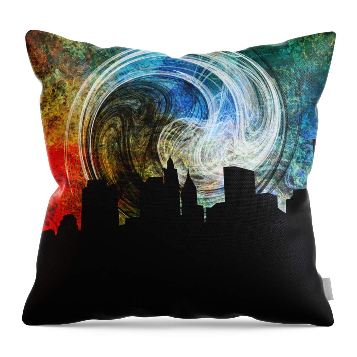 Art Throw Pillow featuring the mixed media Forgotten City Night by Ally White