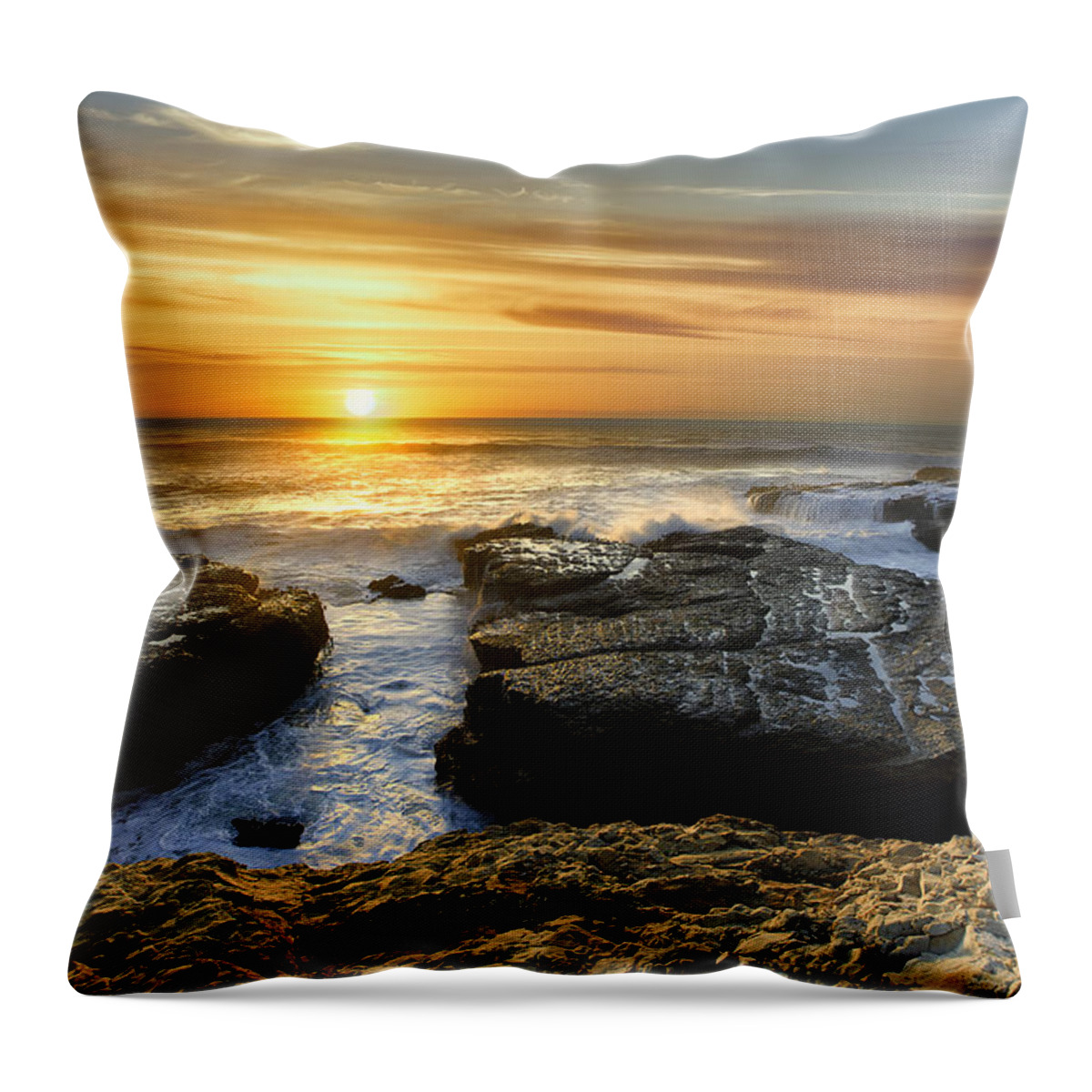 Basia Throw Pillow featuring the photograph Fort Bragg Coast Sunset by Don Hoekwater Photography