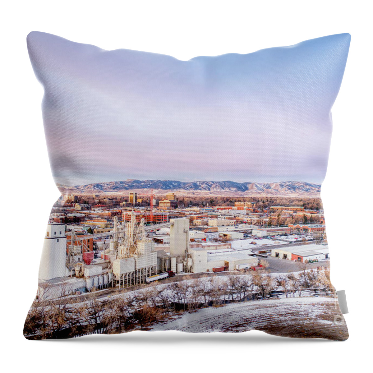 Colorado Throw Pillow featuring the photograph Fort Collins aeiral cityscape by Marek Uliasz