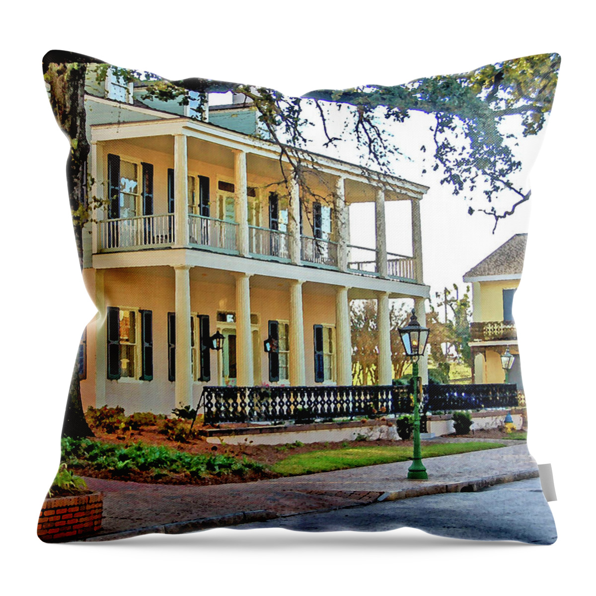 Mobile Throw Pillow featuring the digital art Fort Conde Inn in Mobile Alabama by Michael Thomas