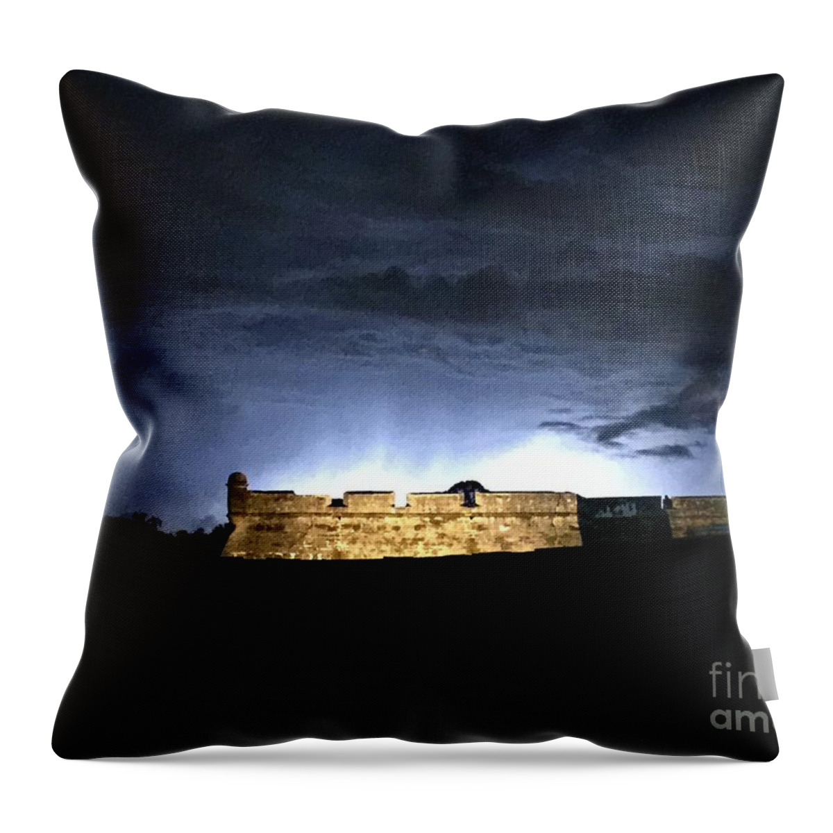 St. Augustine Throw Pillow featuring the photograph Lightening at Castillo de San Marco by LeeAnn Kendall