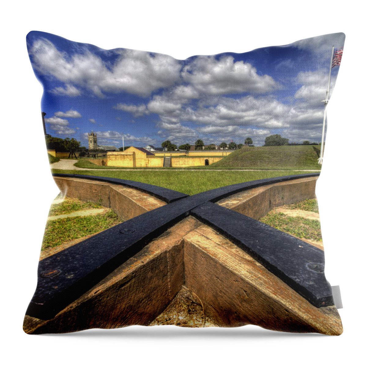 Fort Throw Pillow featuring the photograph Fort Moultrie Cannon Tracks by Dustin K Ryan