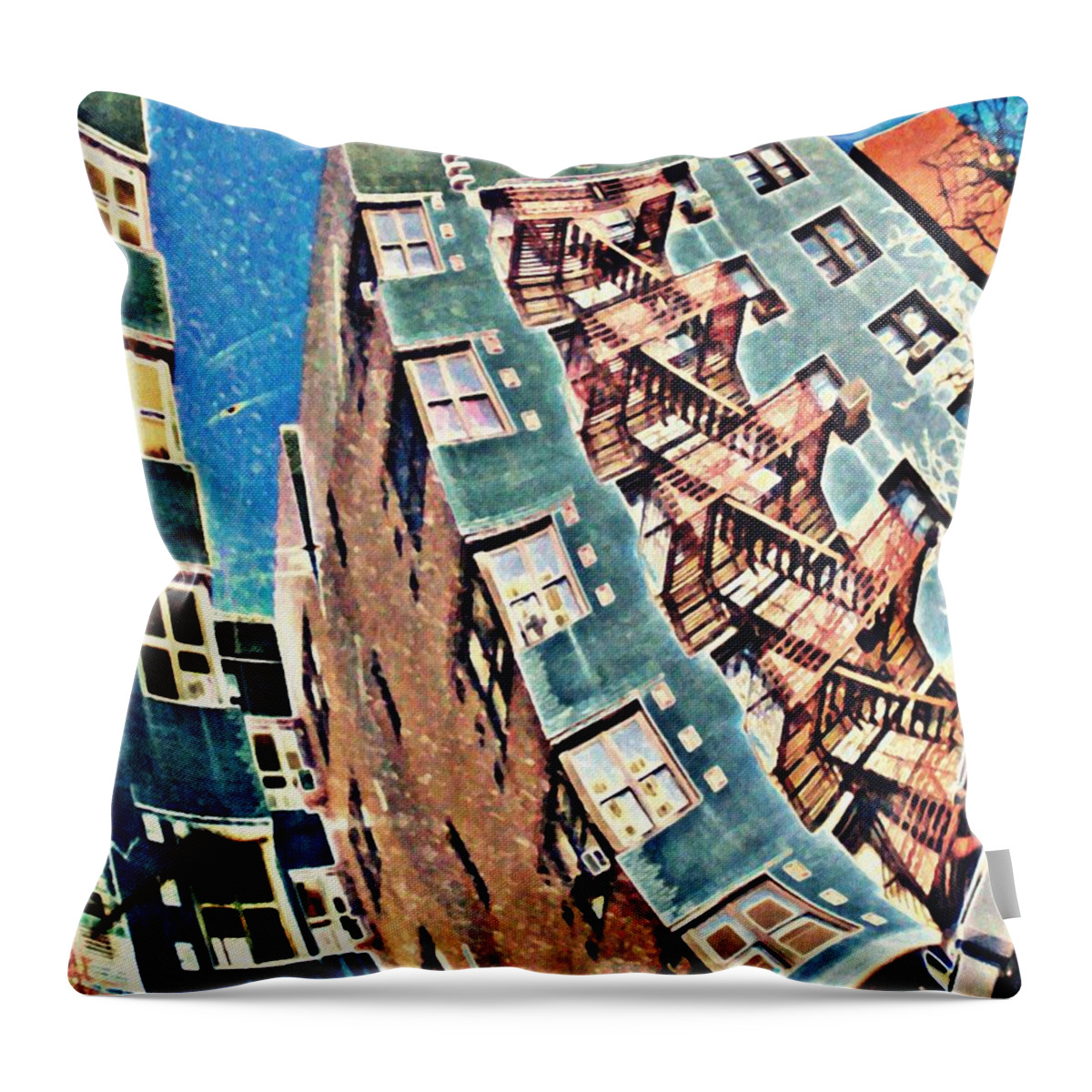 Building Throw Pillow featuring the photograph Fort Washington Avenue Building by Sarah Loft