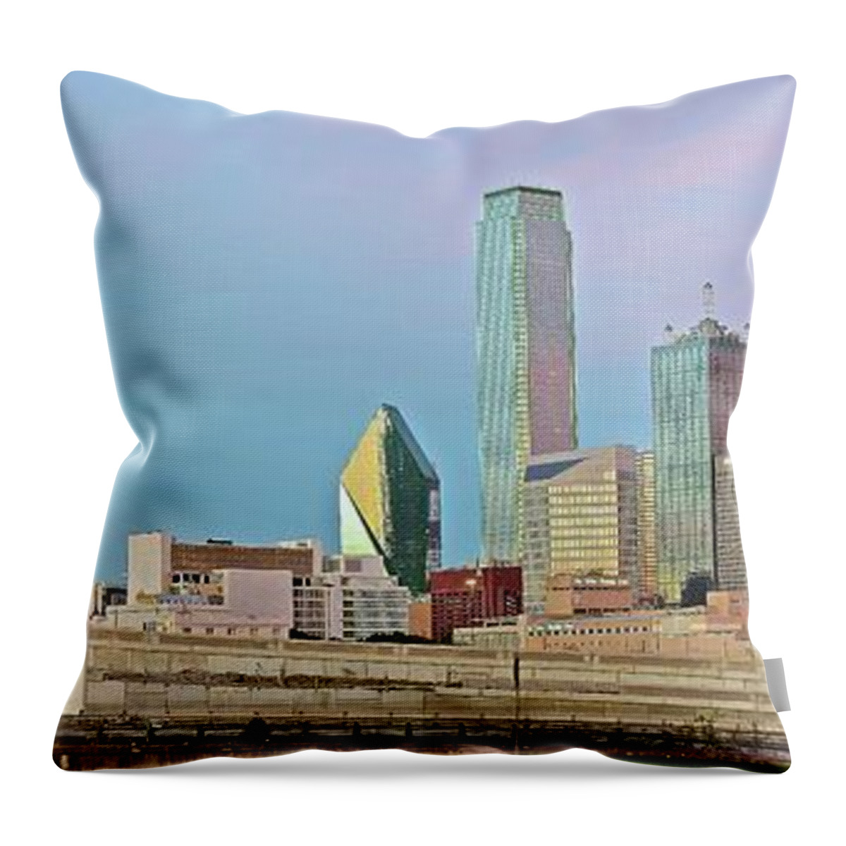 Dallas Throw Pillow featuring the photograph Fort Worths Big Brother by Frozen in Time Fine Art Photography