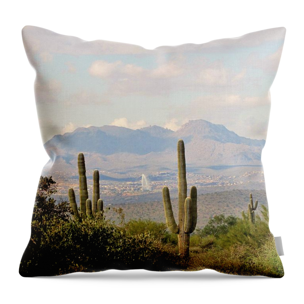 Fountain Hills Throw Pillow featuring the photograph Fountain Hills Arizona by Marilyn Smith