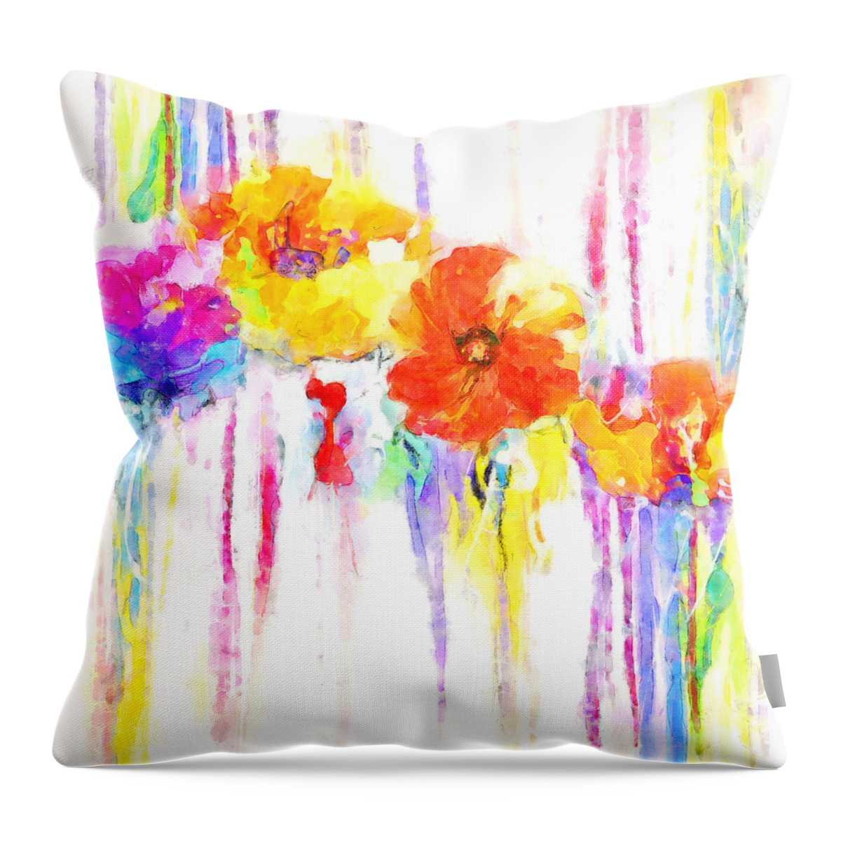 Digital Arts Throw Pillow featuring the photograph Four Flowers by Munir Alawi
