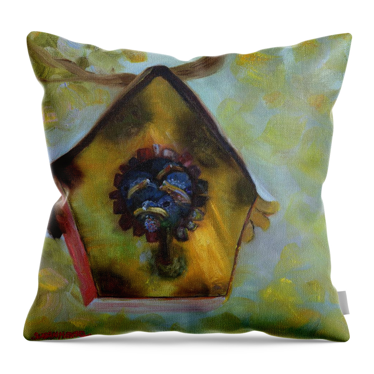 Oil Painting Throw Pillow featuring the painting Four Hungry Children by Susan Hensel