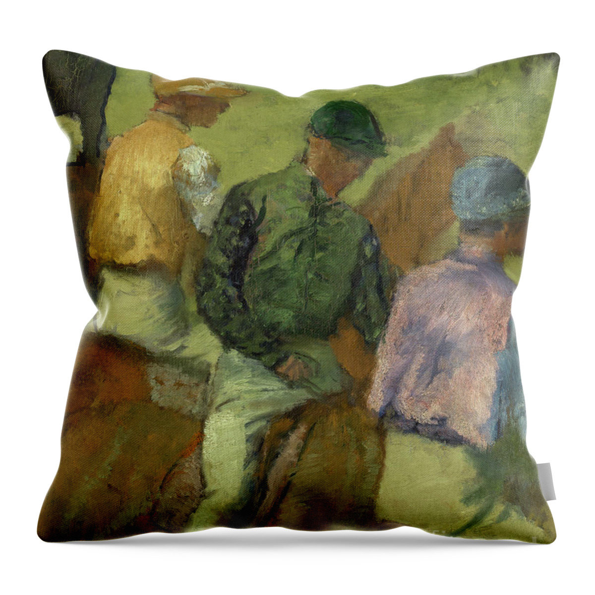 Degas Throw Pillow featuring the painting Four Jockeys by Edgar Degas
