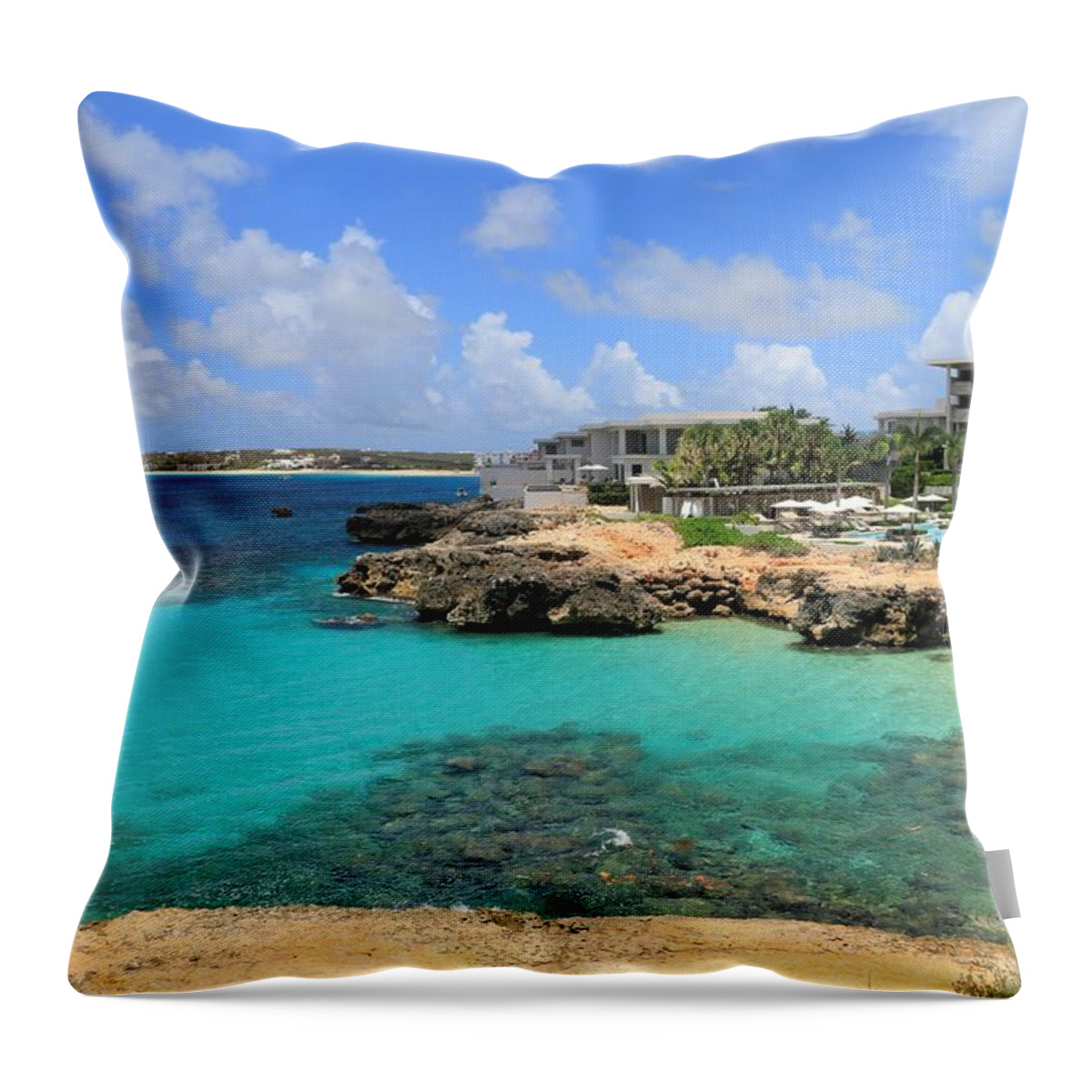 Tropical Throw Pillow featuring the photograph Four Seasons Hotel in Anguilla by Ola Allen