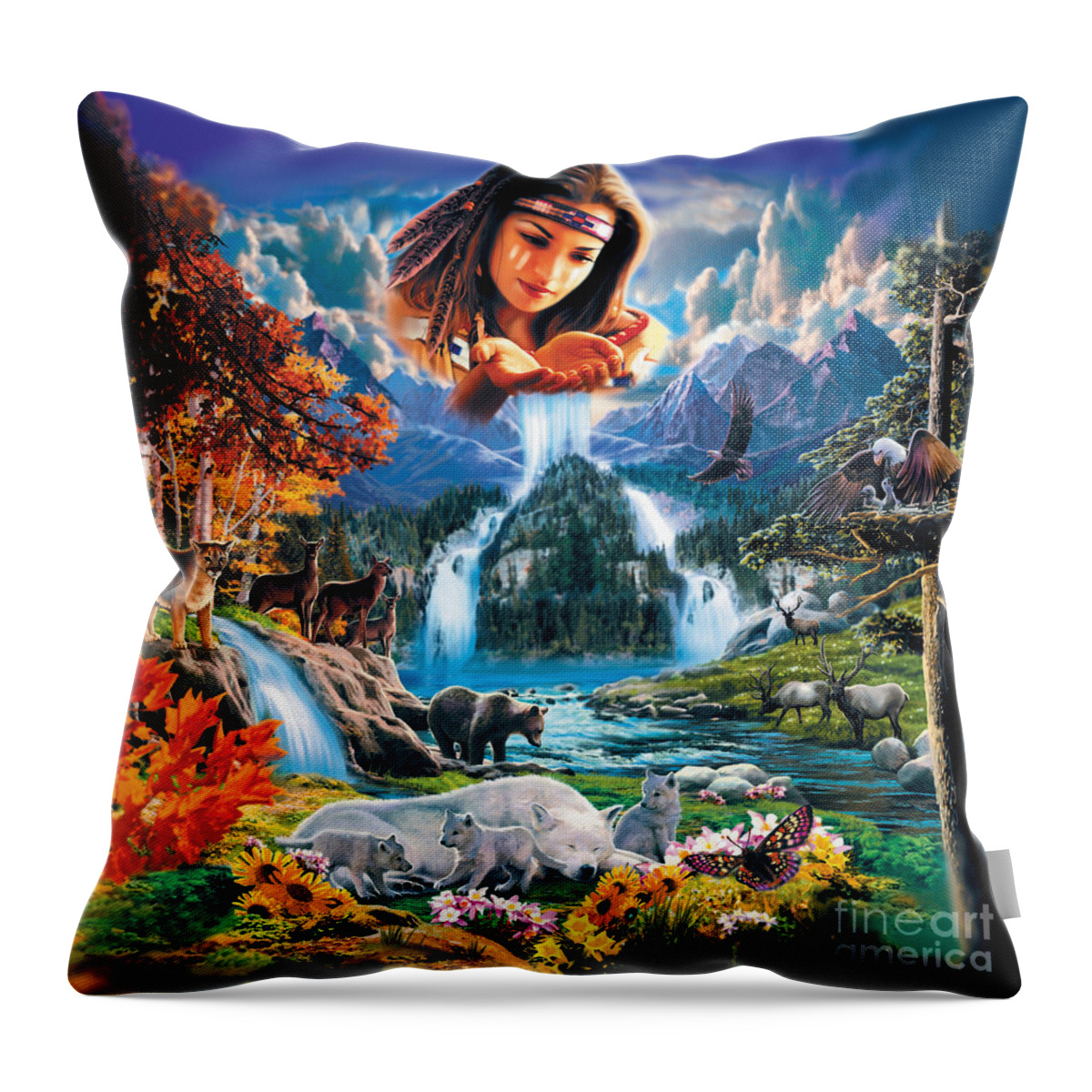 Square Throw Pillow featuring the painting Four Seasons by MGL Meiklejohn Graphics Licensing