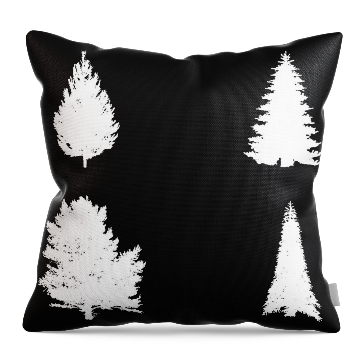 Tree Throw Pillow featuring the digital art Four White Fir Trees by Roy Pedersen