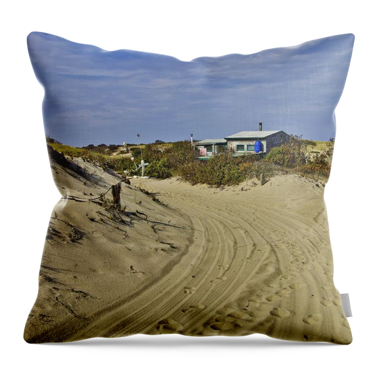 Dune Shack Throw Pillow featuring the photograph Fowler Shack Approach by Marisa Geraghty Photography