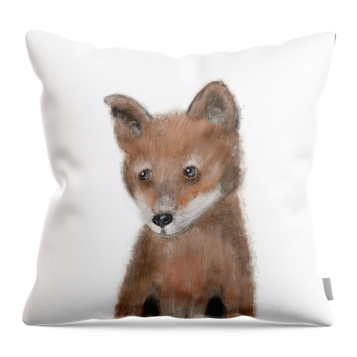 Fox Throw Pillow featuring the painting fox by Bri Buckley