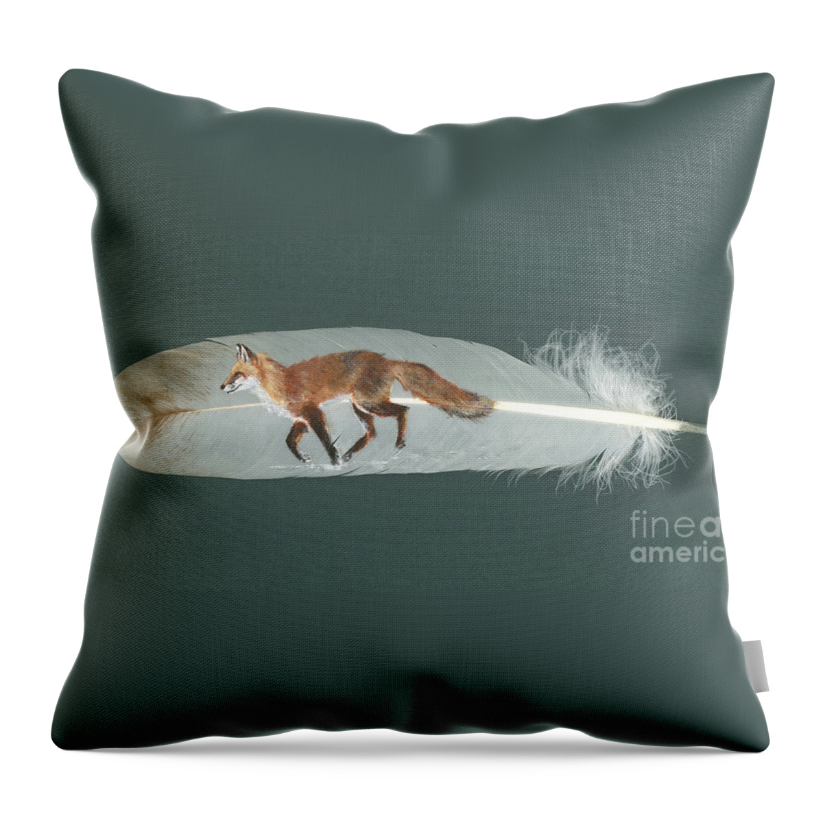 Fox Throw Pillow featuring the painting Fox Feather by Brandy Woods