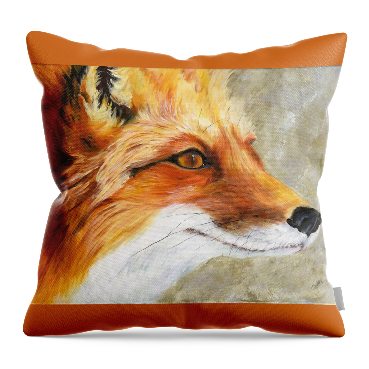 Fox Throw Pillow featuring the painting Foxy Face by Deborah Butts