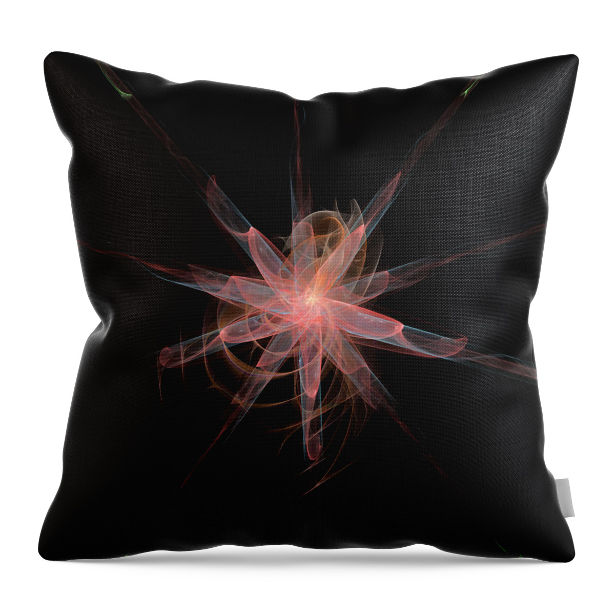 Fractal Throw Pillow featuring the digital art Fractal 3d render illustration with abstract floral motif by Lenka Rottova