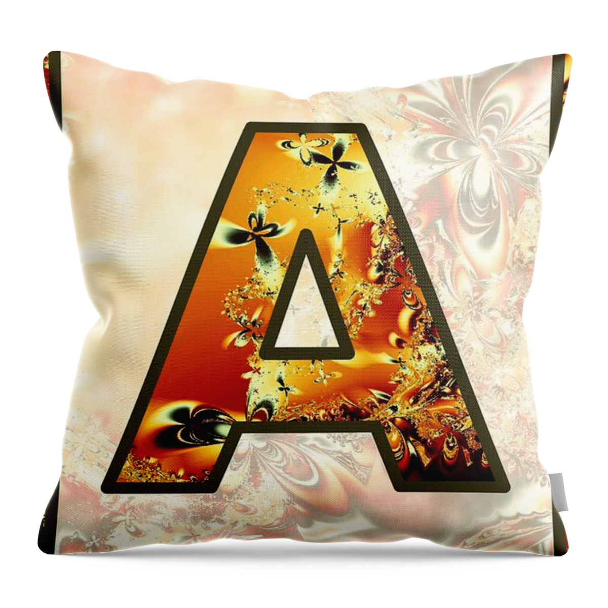 A Throw Pillow featuring the digital art Fractal - Alphabet - A is for Abstract by Anastasiya Malakhova