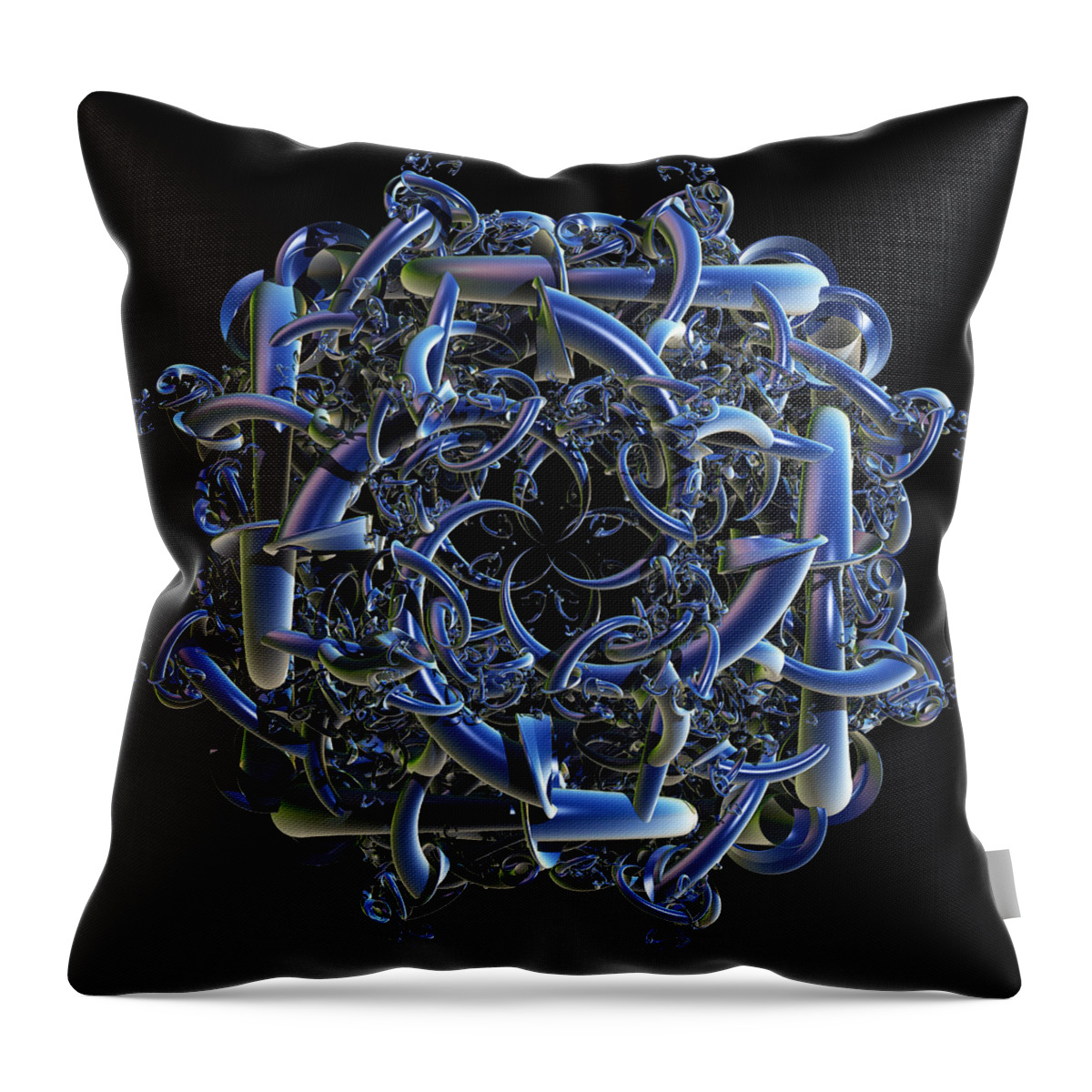 Fractal Throw Pillow featuring the digital art Fractal complicated Intertwined Emblem by Nicholas Burningham