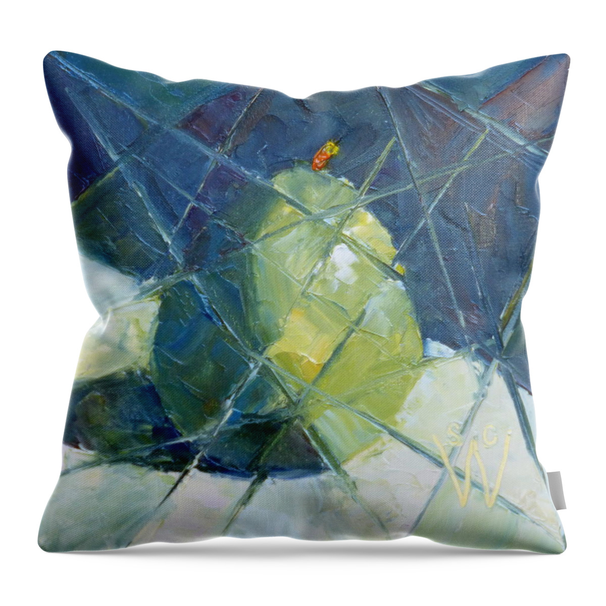 Still Life Throw Pillow featuring the painting Fractured D'Anjou by Susan Woodward