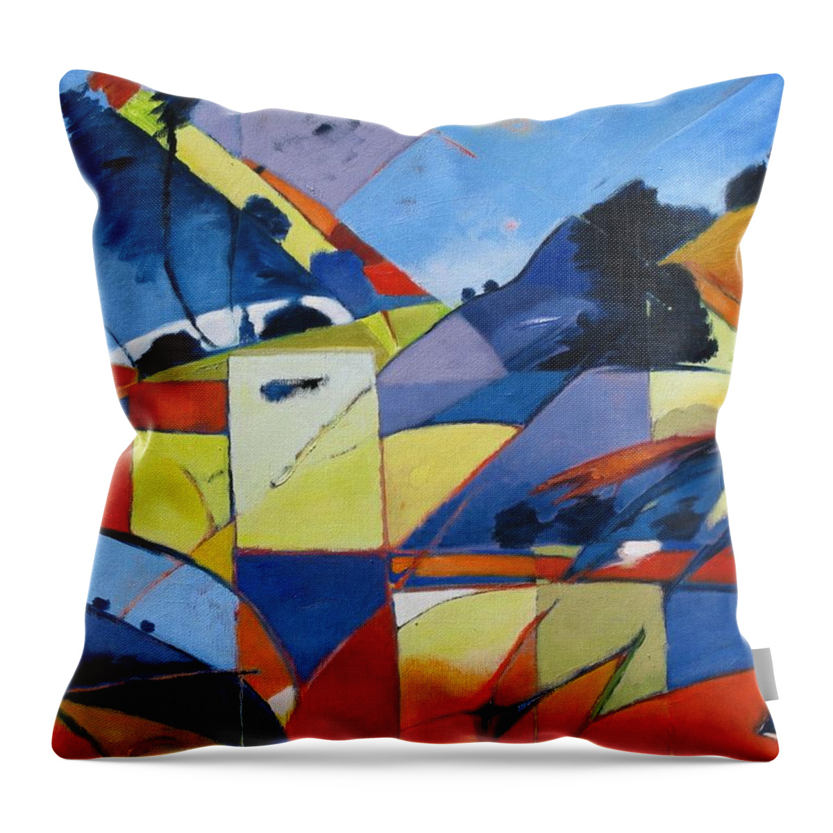Angles Throw Pillow featuring the painting Fractured Landscape by Gary Coleman