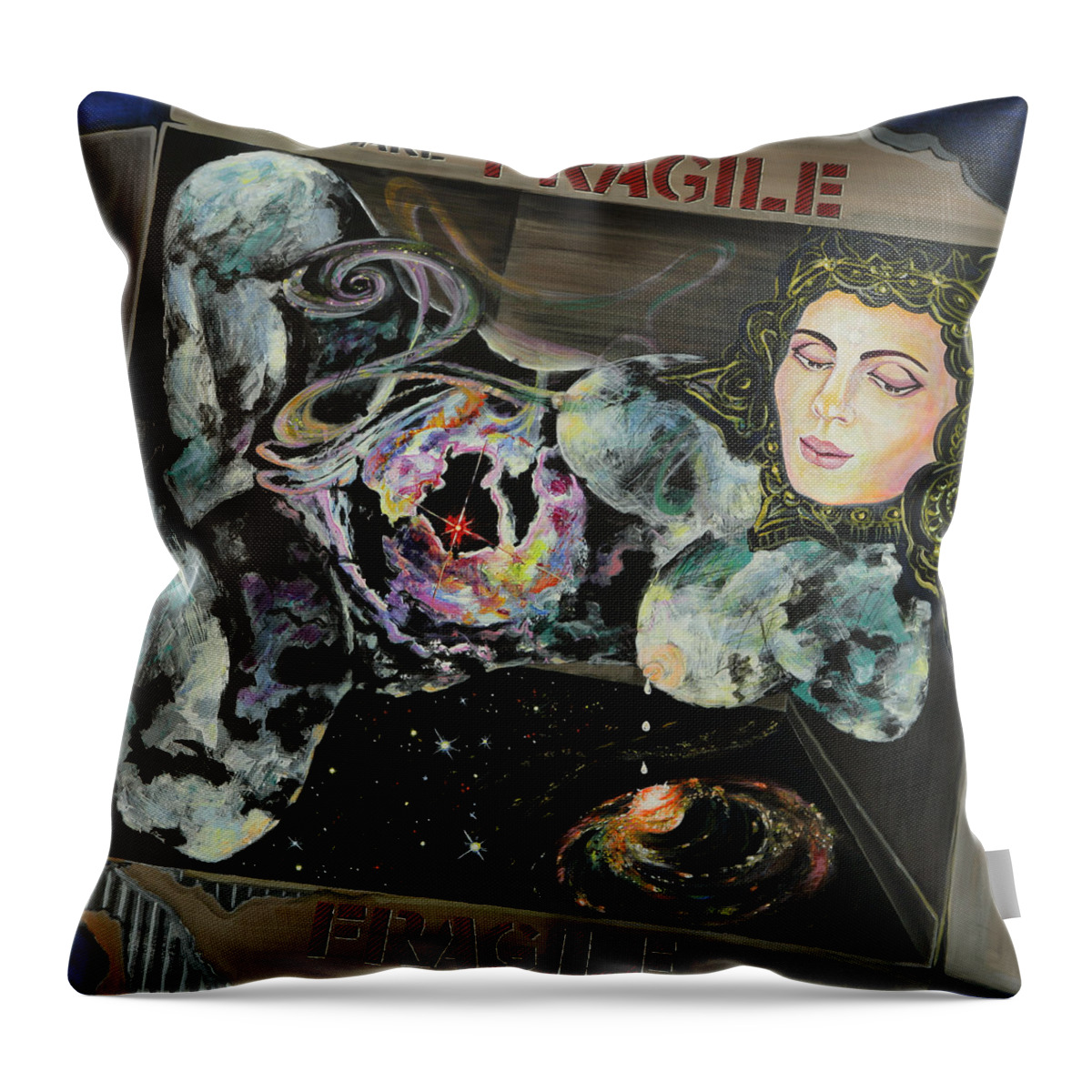 Love Throw Pillow featuring the painting Fragile by Yelena Tylkina