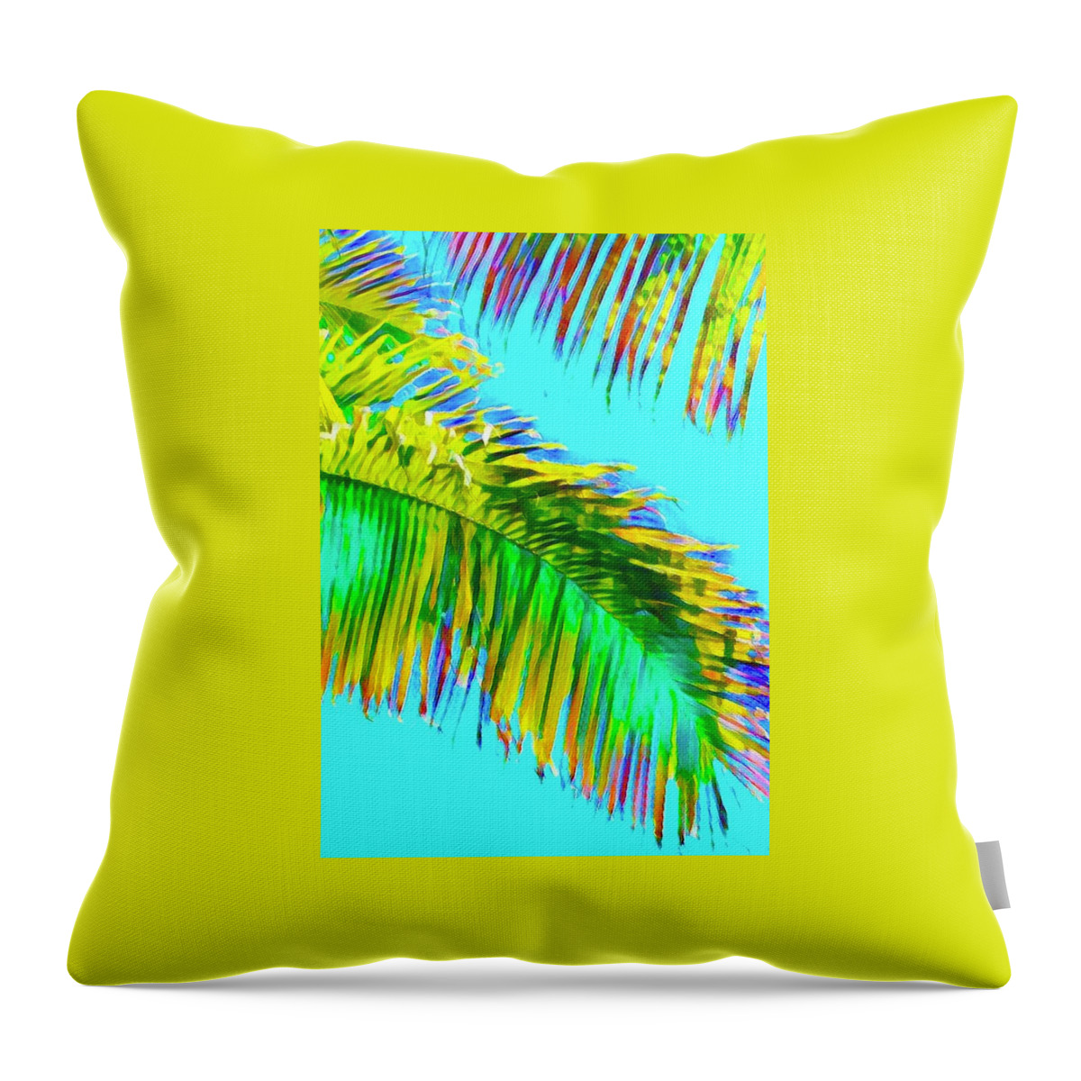 #flowersofaloha #psychedelic #fragment #palm Throw Pillow featuring the photograph Fragment of Coconut Palm Psychedelic by Joalene Young