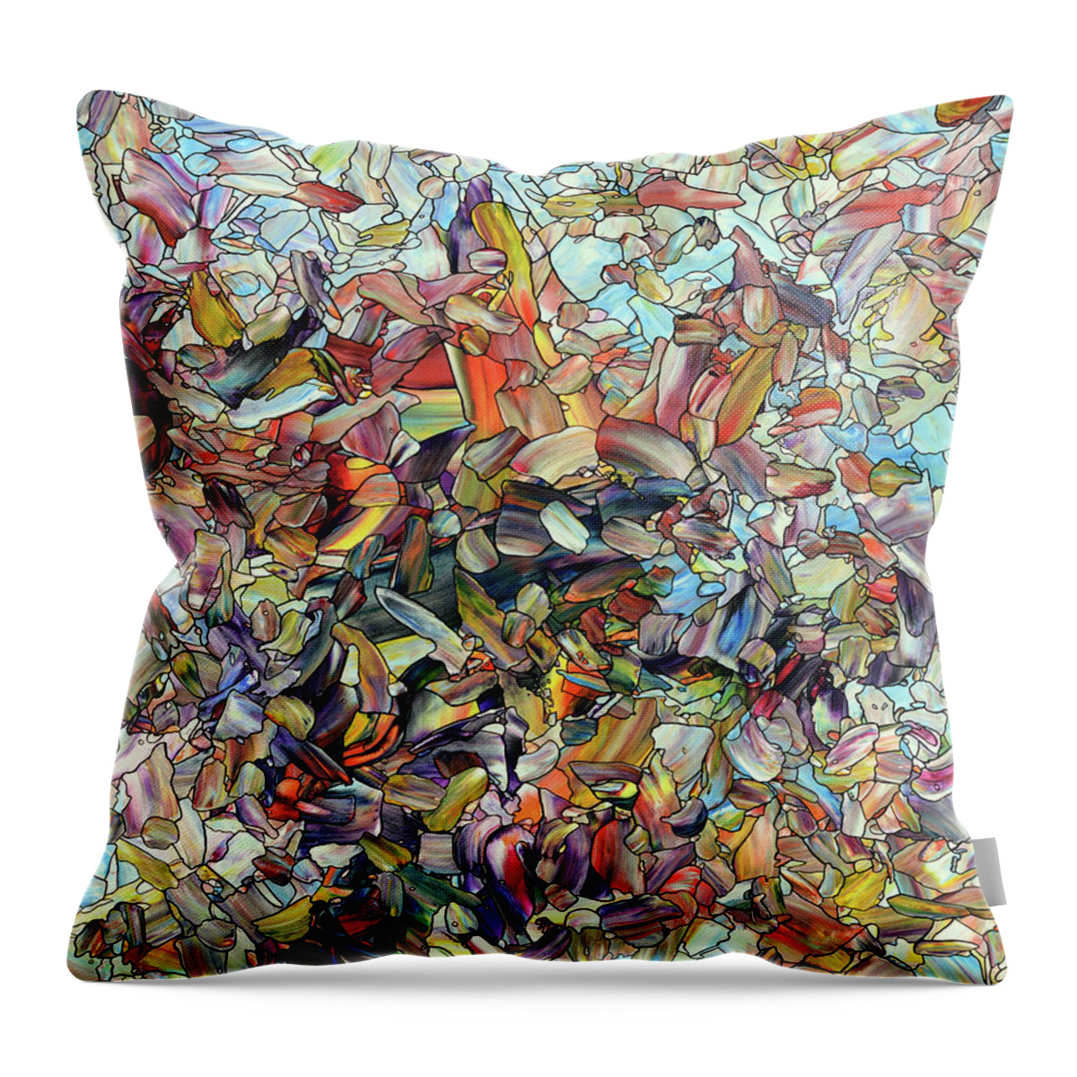 Abstract Throw Pillow featuring the painting Fragmented Horse 40 x 48 by James W Johnson