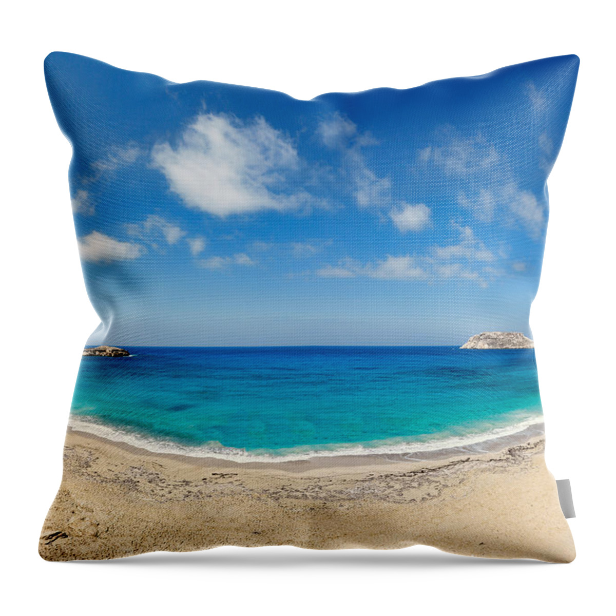 Fragolimnionas Throw Pillow featuring the photograph Fragolimnionas beach in Karpathos - Greece by Constantinos Iliopoulos