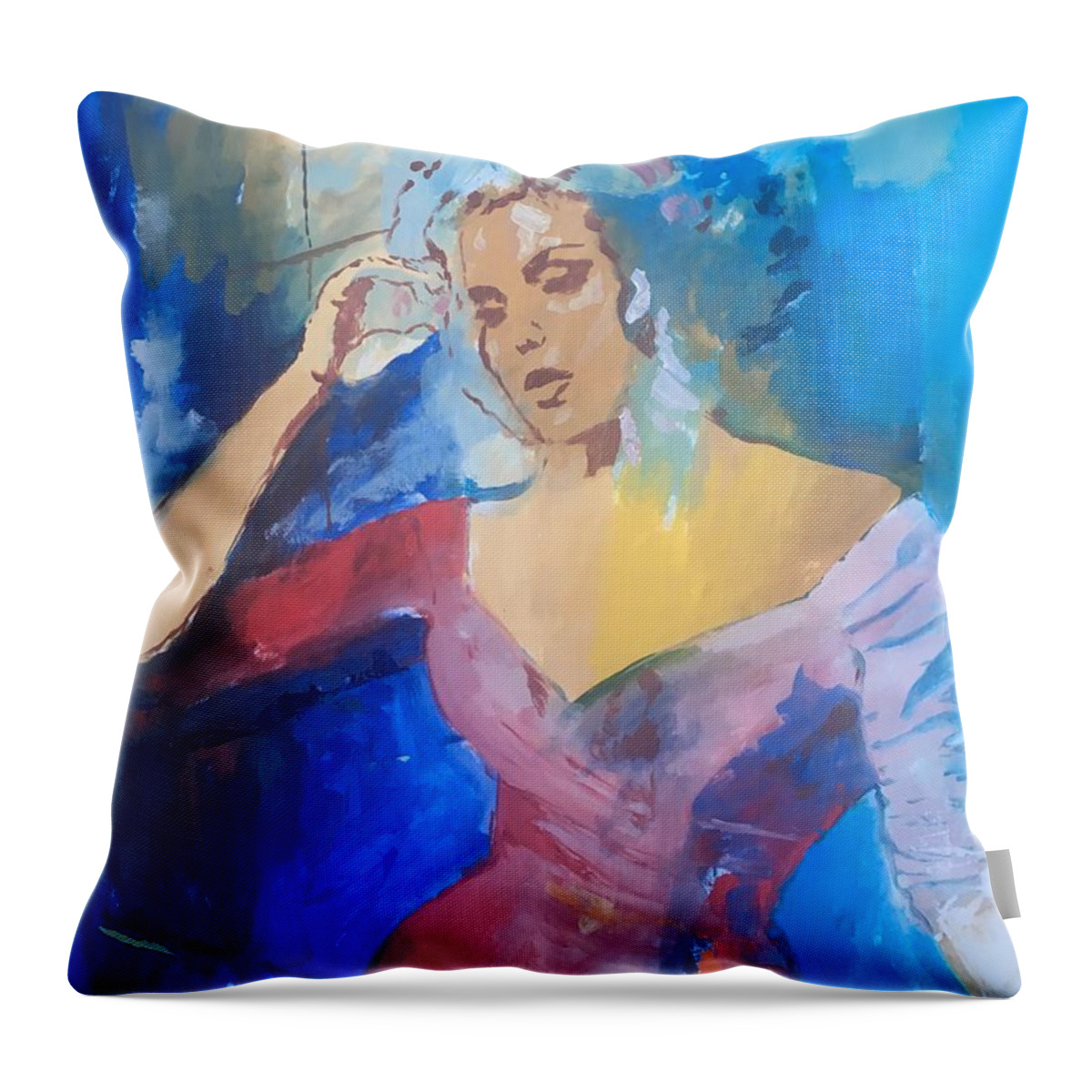 Woman Throw Pillow featuring the painting Frances by Grus Lindgren