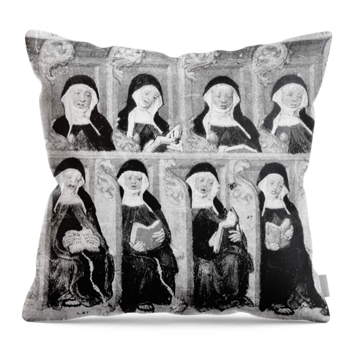 1430 Throw Pillow featuring the photograph Franciscan Nuns by Granger