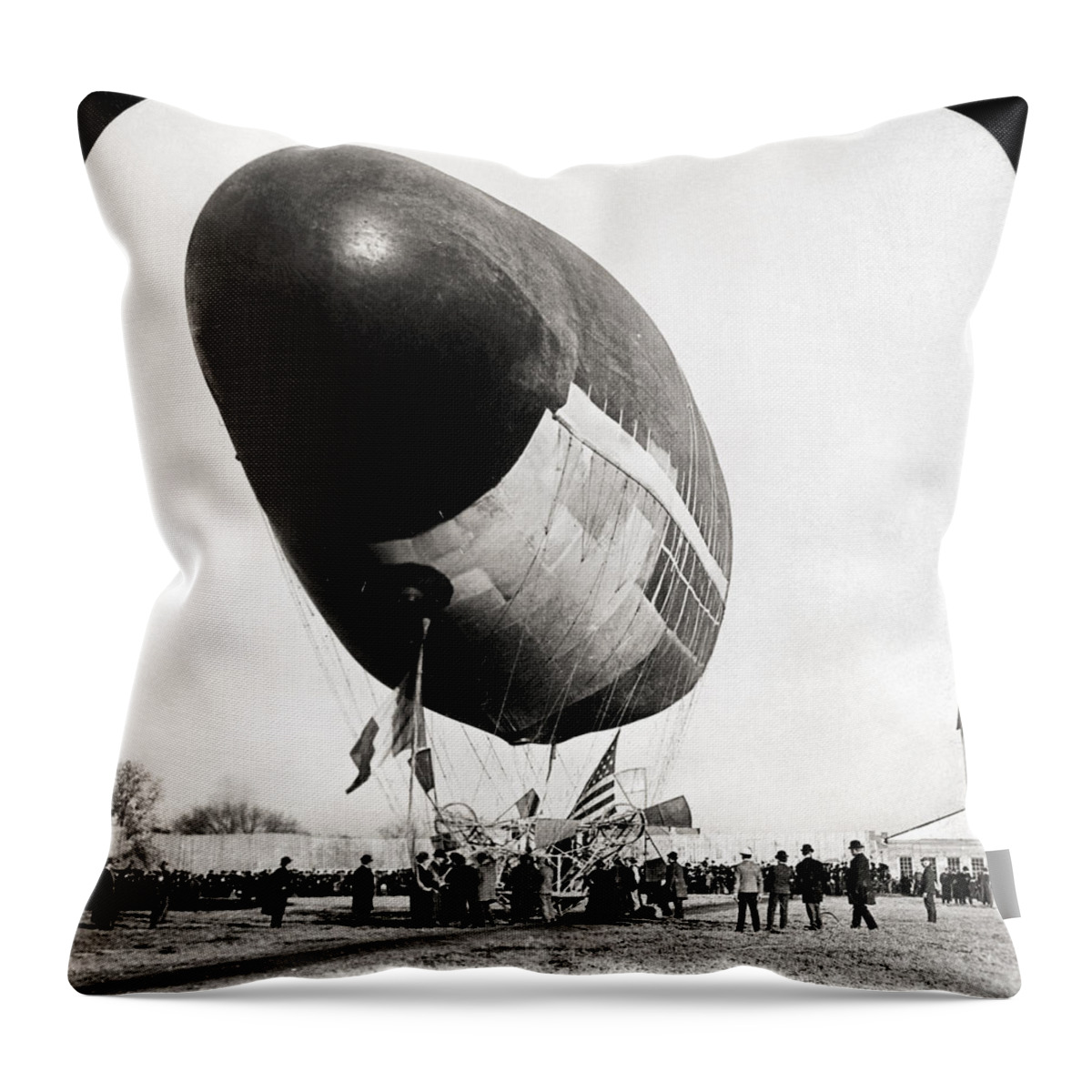 1904 Throw Pillow featuring the photograph Francois Airship, 1904 by Granger