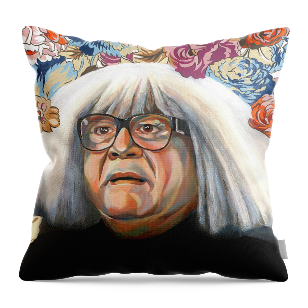 Danny Devito Throw Pillow featuring the painting Frank by Heather Perry