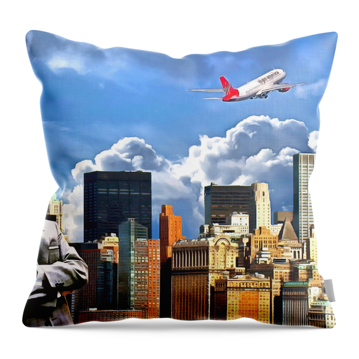 Wingsdomain Throw Pillow featuring the photograph Frank Sinatra Fly Me To The Moon New York 20170506 v4 by Wingsdomain Art and Photography