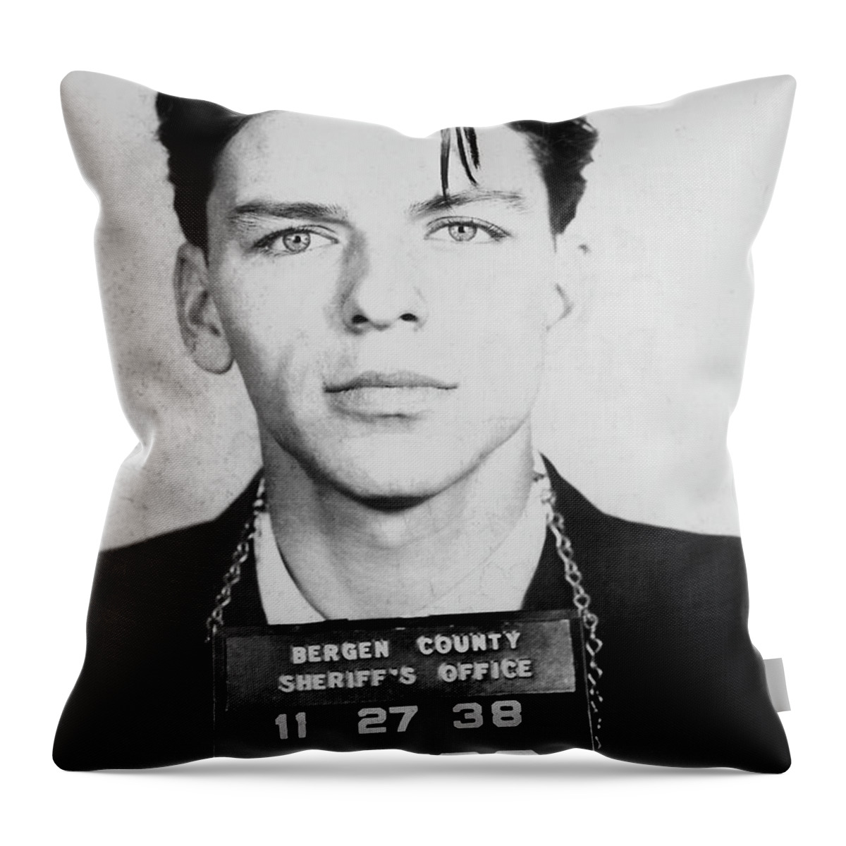 #faatoppicks Throw Pillow featuring the photograph Frank Sinatra Mugshot by Jon Neidert