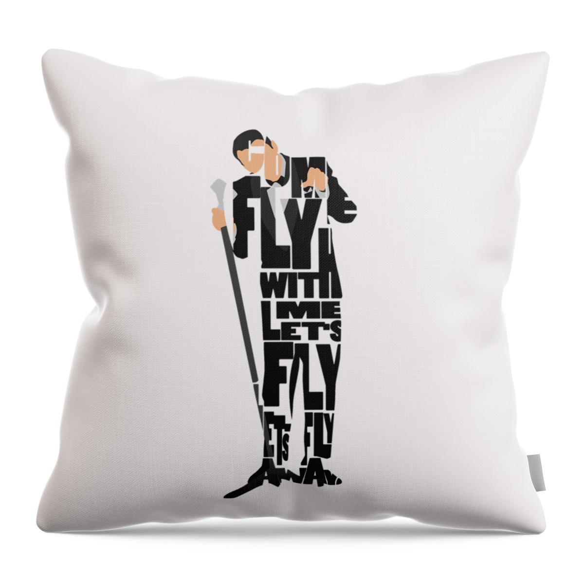 Frank Throw Pillow featuring the painting Frank Sinatra Typography Art by Inspirowl Design