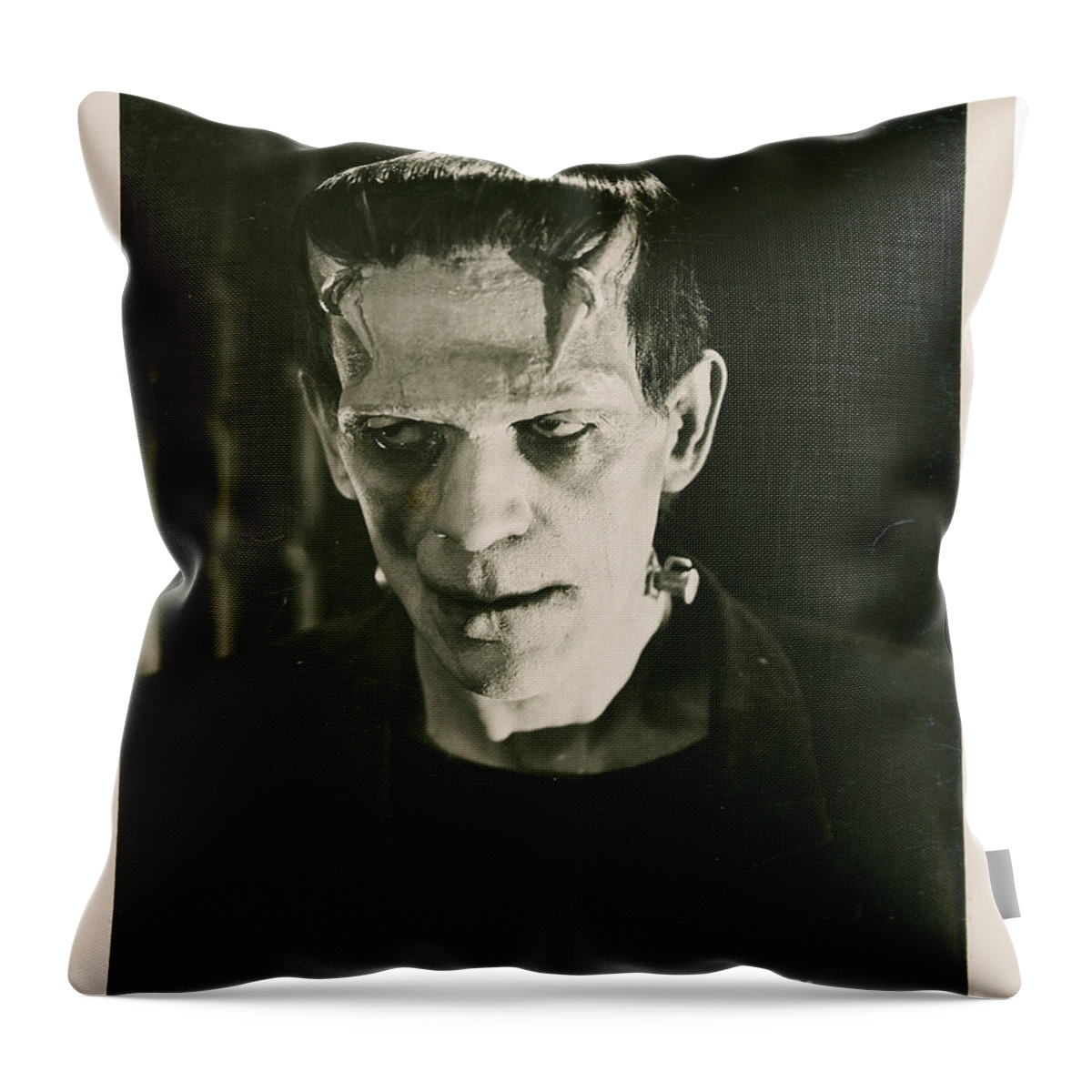 Frankensteins Throw Pillow featuring the photograph Frankensteins Monster Boris Karloff by Vintage Collectables