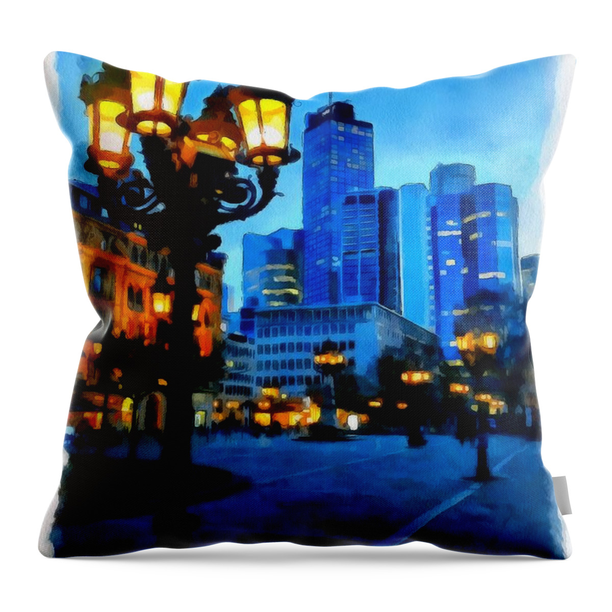 Germany Throw Pillow featuring the photograph Frankfurt Nights by Mikhail Chistyakov