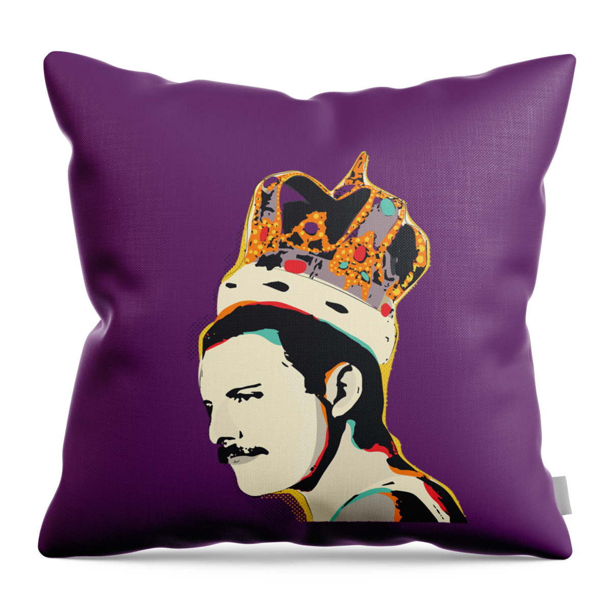 Freddie Mercury Throw Pillow featuring the digital art Freddie Mercury Pop Art Quote by BONB Creative