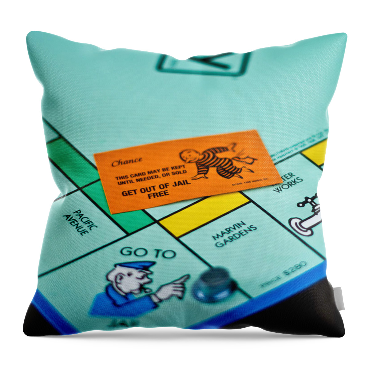 Monopoly Throw Pillow featuring the photograph Free Card by Jana Rosenkranz