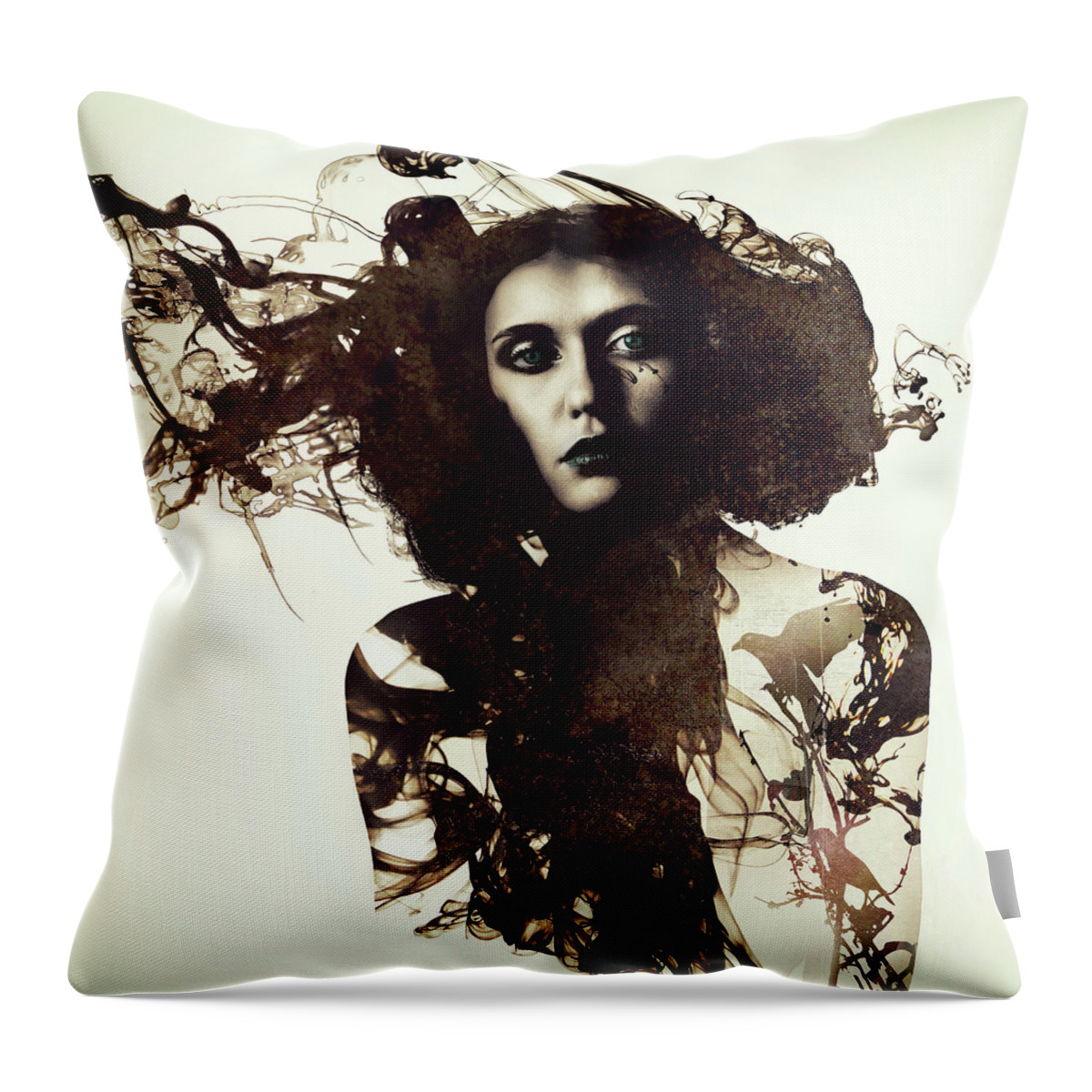 Portrait Abstract Flow In Surreal Dream Throw Pillow featuring the digital art Free Flow by Katherine Smit