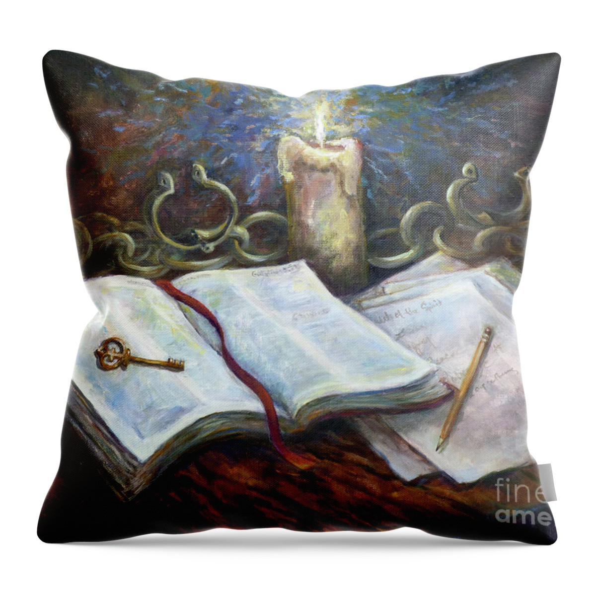 Religious Throw Pillow featuring the painting Freedom From the Chains That Bind by Deborah Smith