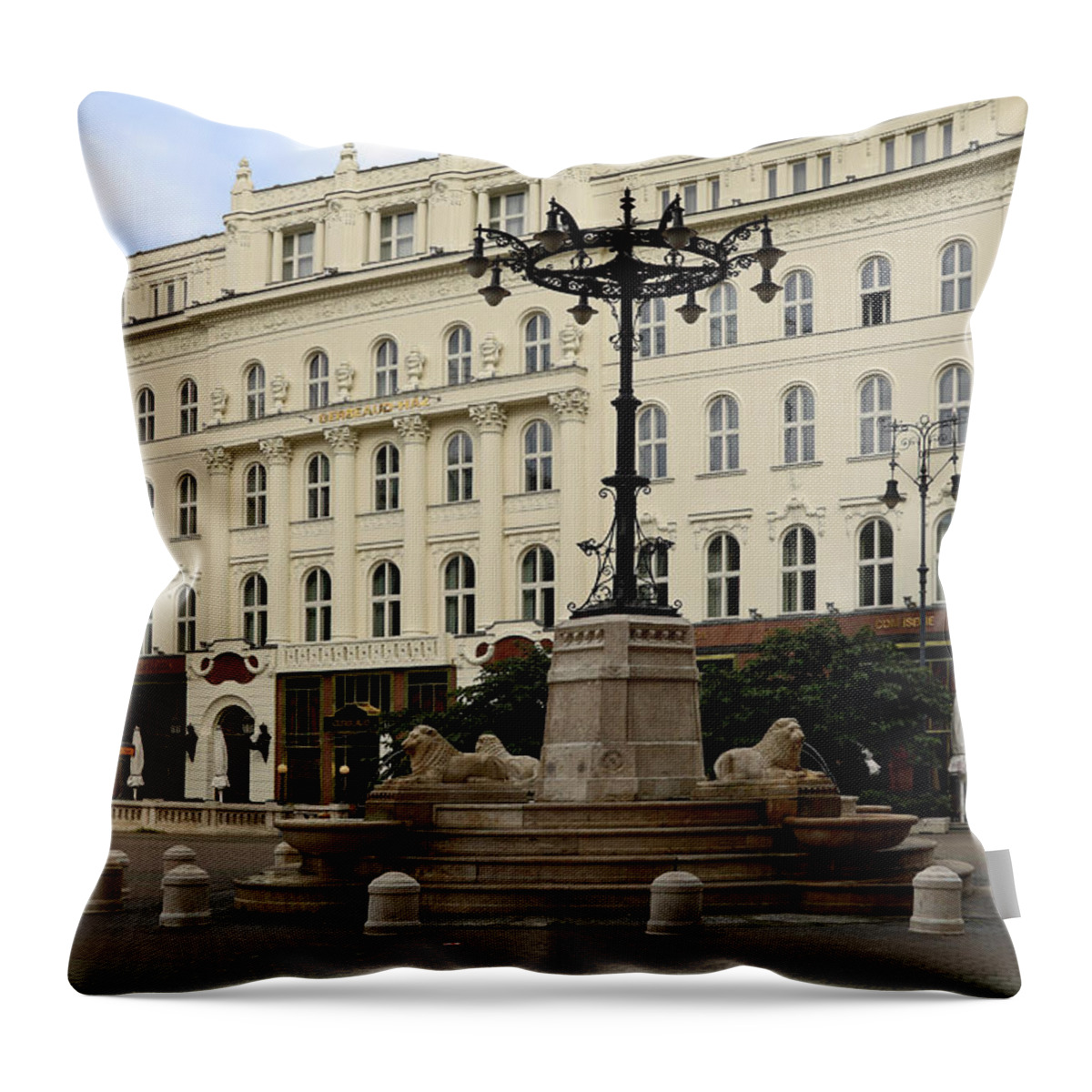 Freedom Square Throw Pillow featuring the photograph Freedom Square Budapest by Sally Weigand