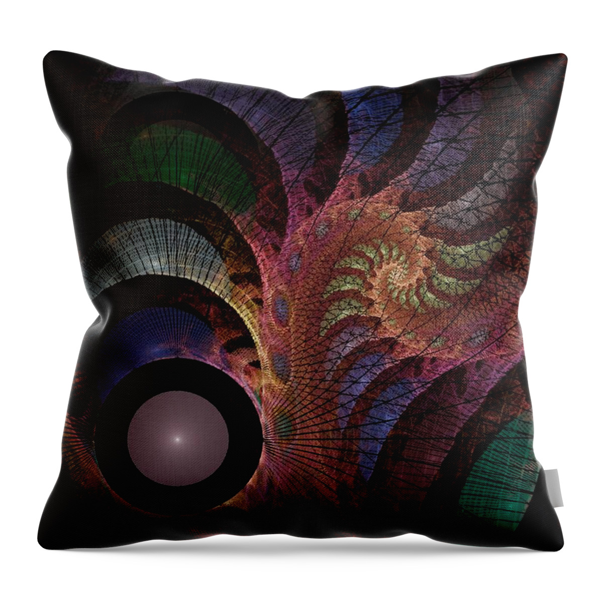 Abstract Throw Pillow featuring the digital art Freefall - Fractal Art by Nirvana Blues