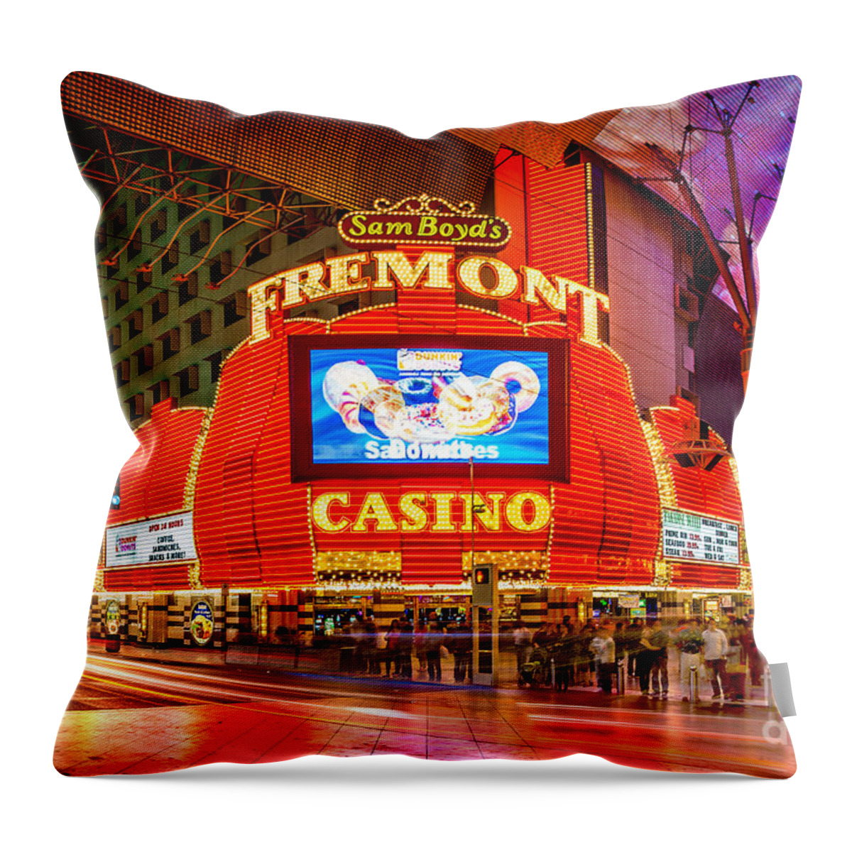 Las Vegas Throw Pillow featuring the photograph Fremont Casino by Az Jackson