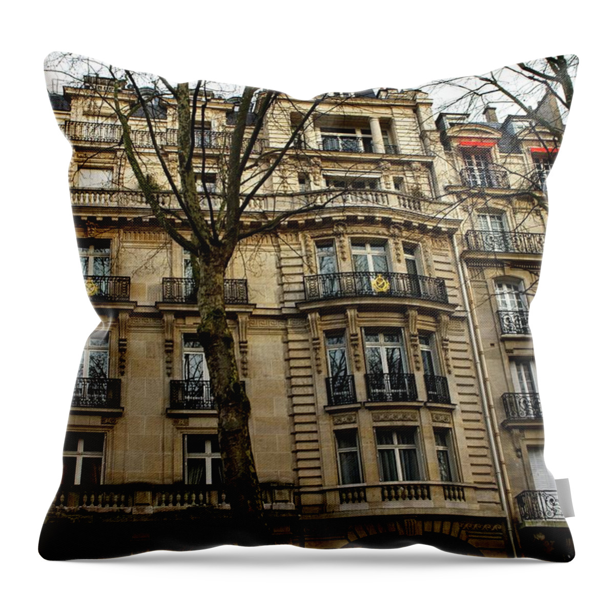 Winterpacht Throw Pillow featuring the photograph French Architecture in Paris by Miguel Winterpacht