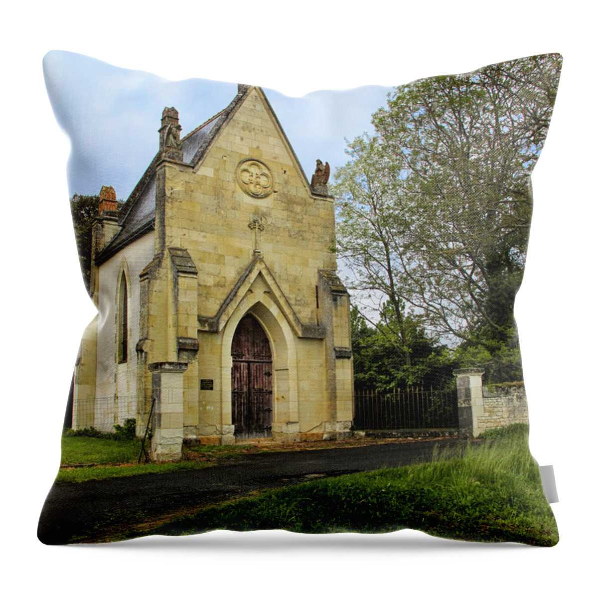 Church Throw Pillow featuring the photograph French Country Church by Dave Mills