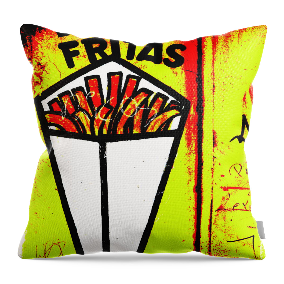 “latin America” Throw Pillow featuring the photograph French Fries Santiago Style by Funkpix Photo Hunter