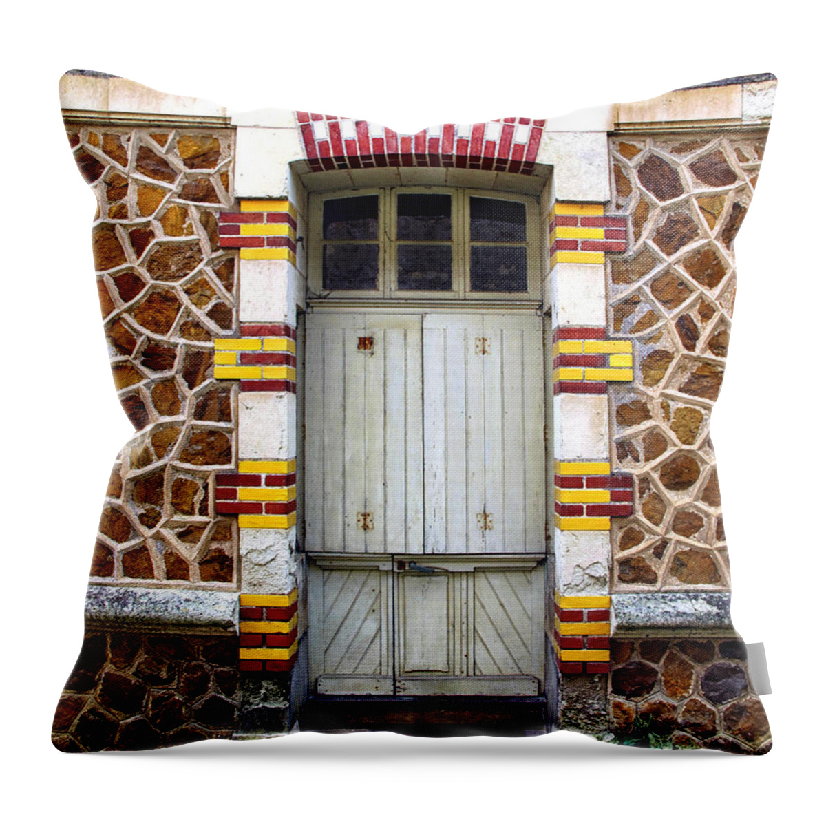 Door Throw Pillow featuring the photograph French Tile Design by Dave Mills