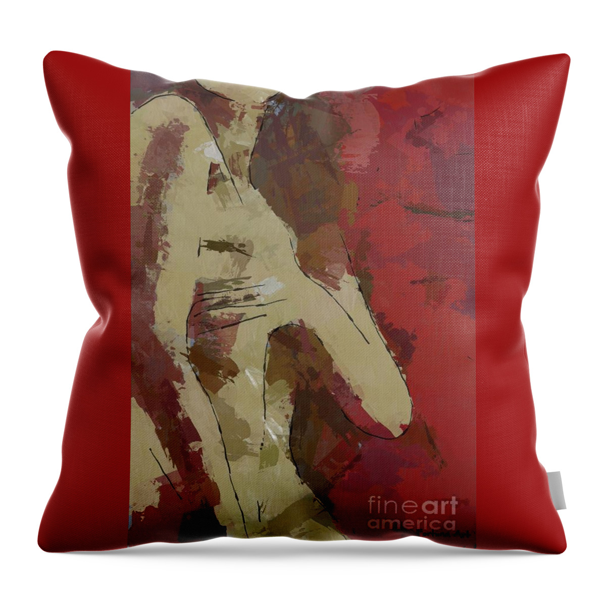 Nude Throw Pillow featuring the digital art Frenchwoman by Dragica Micki Fortuna